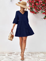 Sabrina V-Neck Flare Sleeve Mini Dress