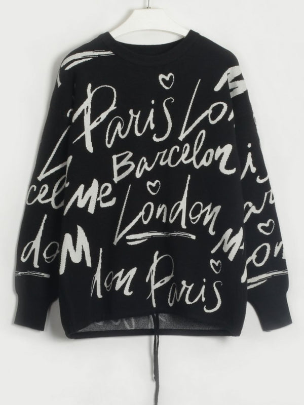 Alice Round Neck Drawstring Sweater