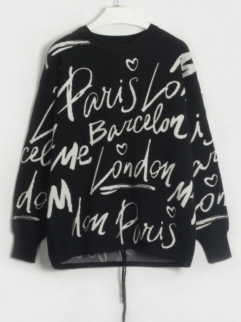 Alice Round Neck Drawstring Sweater