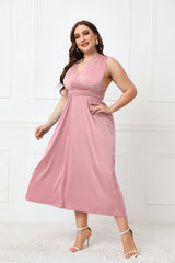 Della Plus Size Tied Surplice Sleeveless Midi Dress