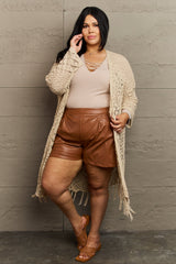 Haileh Boho Chic Full Size Western Knit Fringe Cardigan
