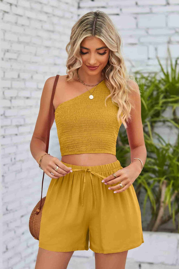 Halle One-Shoulder Sleeveless Top and Shorts Set