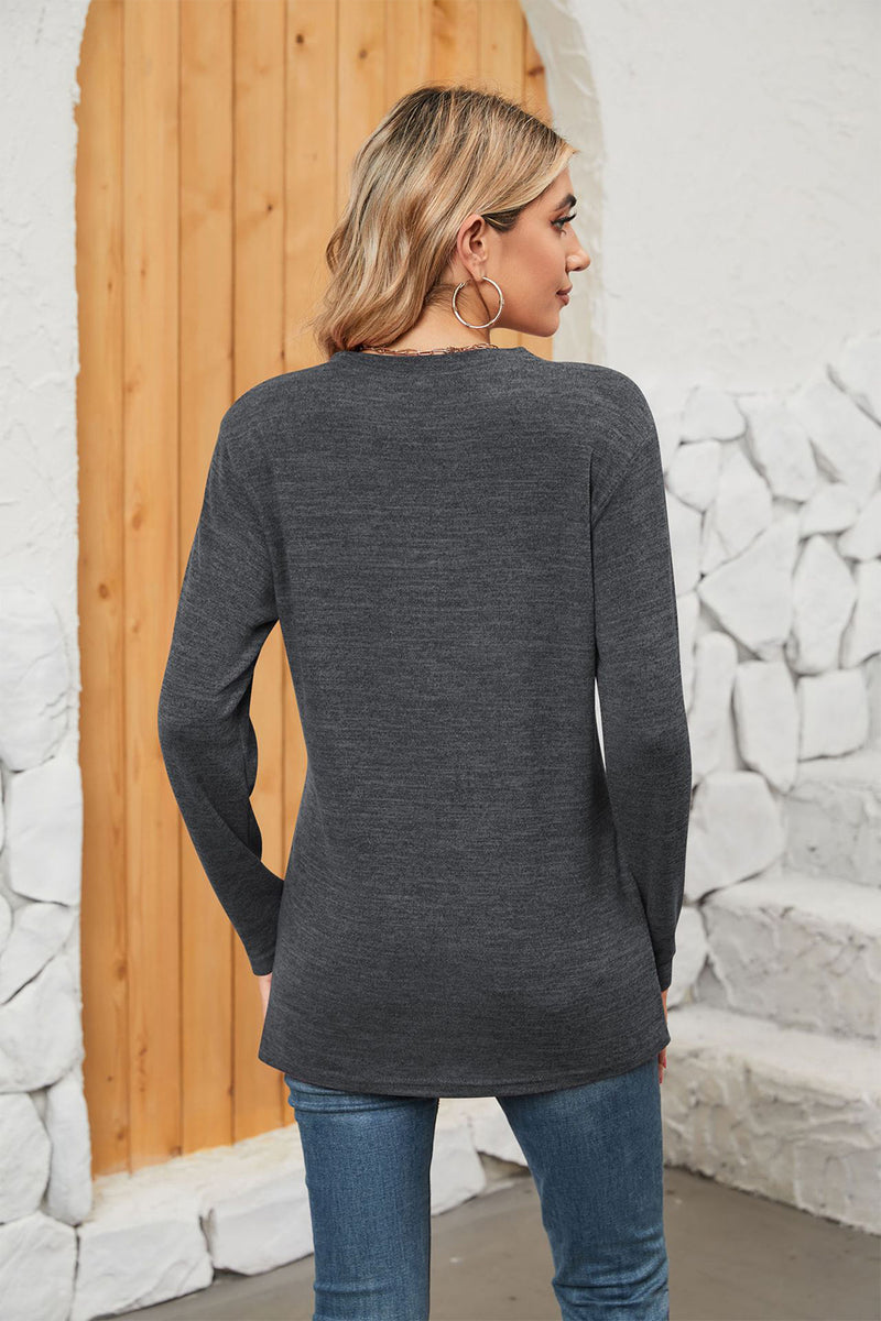 Ila Notched Neck Long Sleeve T-Shirt