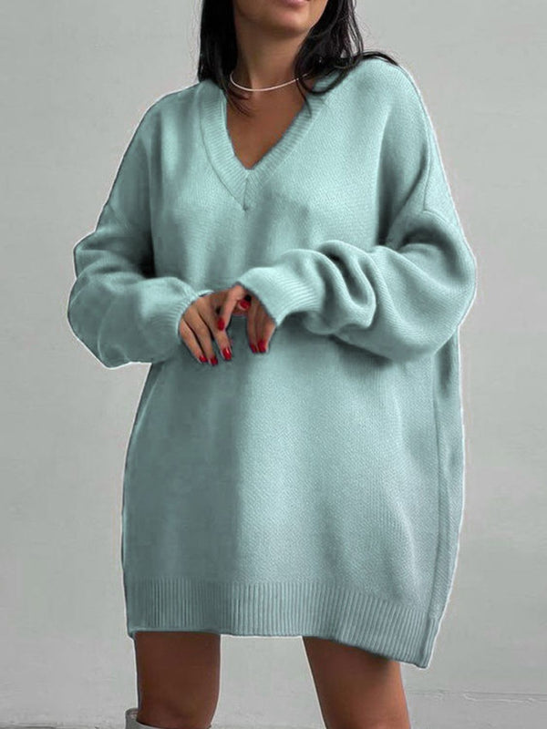 Miracle V-Neck Dropped Shoulder Sweater Dress