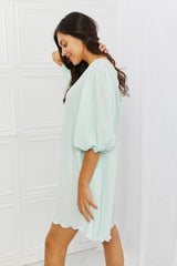 Minerva Full Size Puff Sleeve Mini Dress