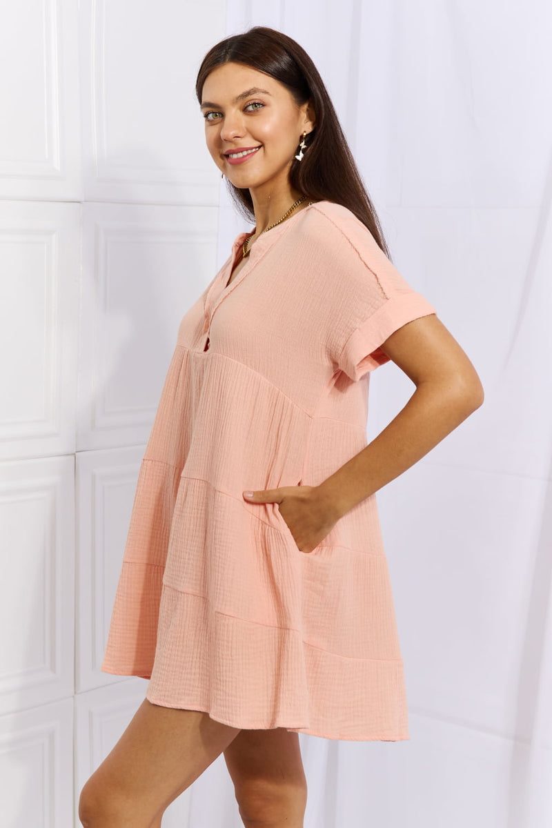 Aria Full Size Gauze Tiered Ruffle Mini Dress