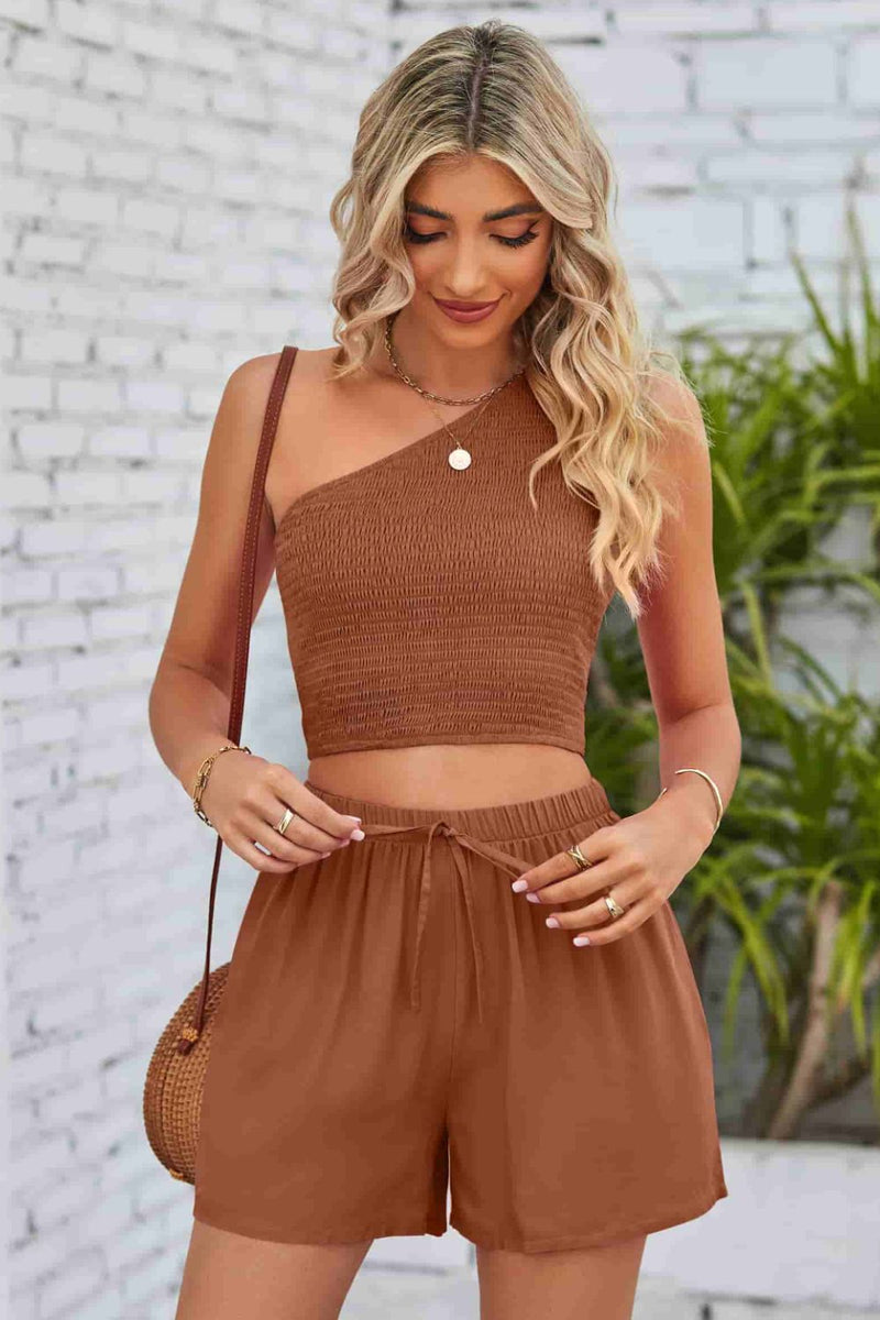 Halle One-Shoulder Sleeveless Top and Shorts Set
