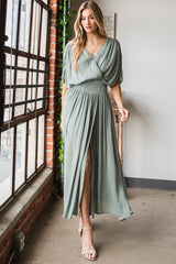 Quinn Full Size Napa Valley Gauze Surplice Midi Dress