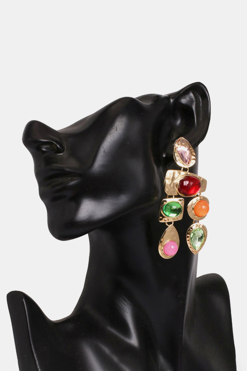 Jordyn Geometrical Zinc Alloy Frame Resin Dangle Earrings