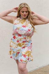 Azalea Full Size Floral Print Halter Woven Dress