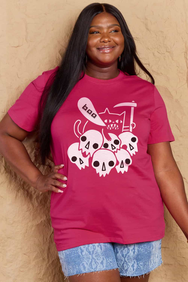 Priscilla Full Size Graphic BOO Cotton T-Shirt