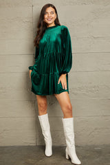 Ariella Full Size Velvet Tiered Dress