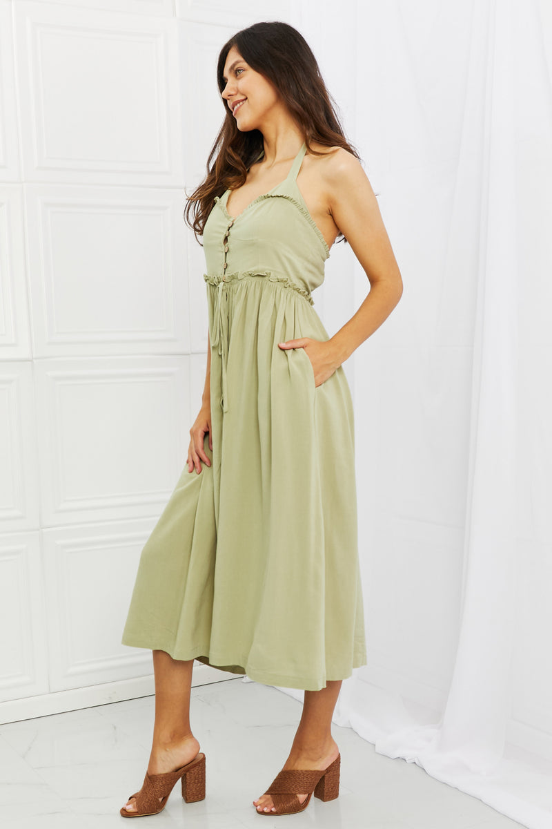 Reese Soft & Dainty Midi Dress in Sage