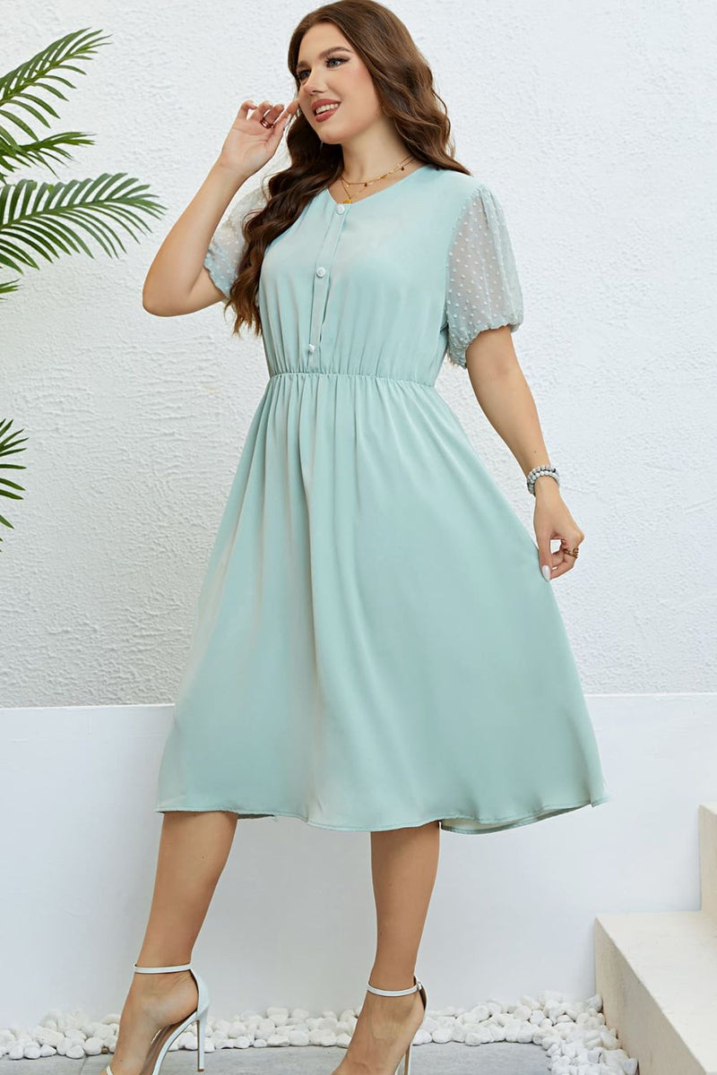Kenzie Mesh Sleeve Buttoned Dress