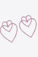 Jacqueline Glass Stone Decor Heart Copper Earrings