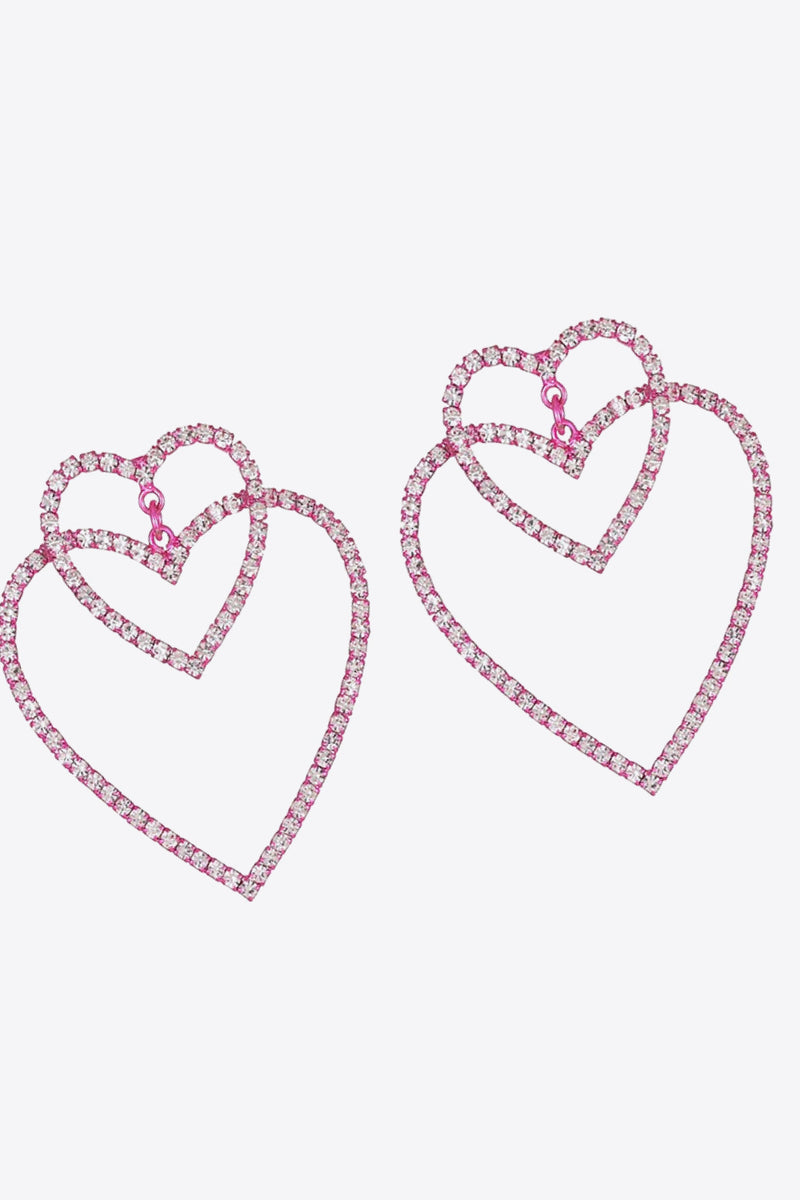 Jacqueline Glass Stone Decor Heart Copper Earrings