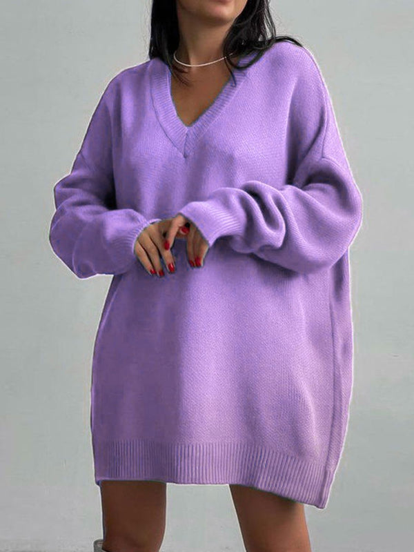 Miracle V-Neck Dropped Shoulder Sweater Dress