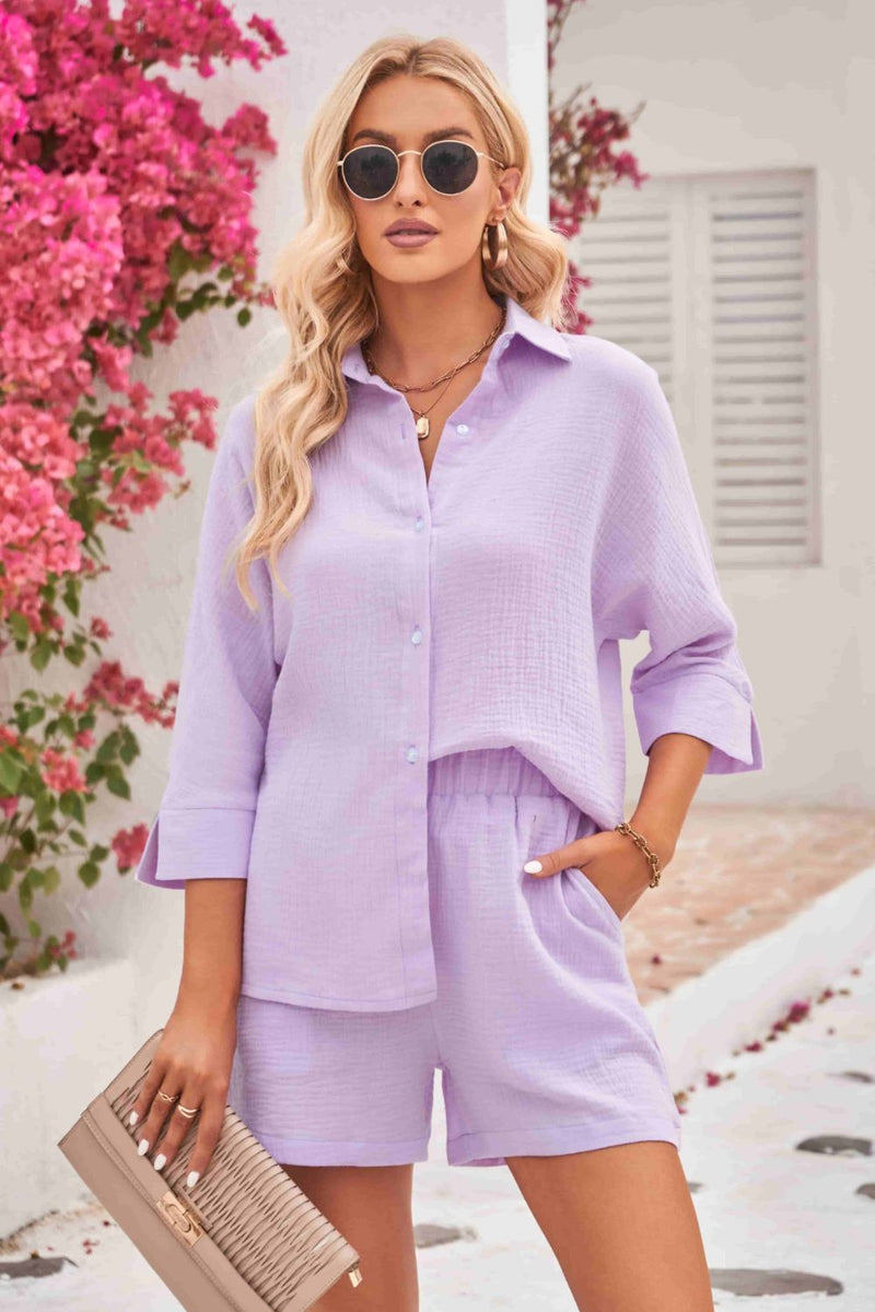 Linda Shirt and Elastic Waist Short with Pockets