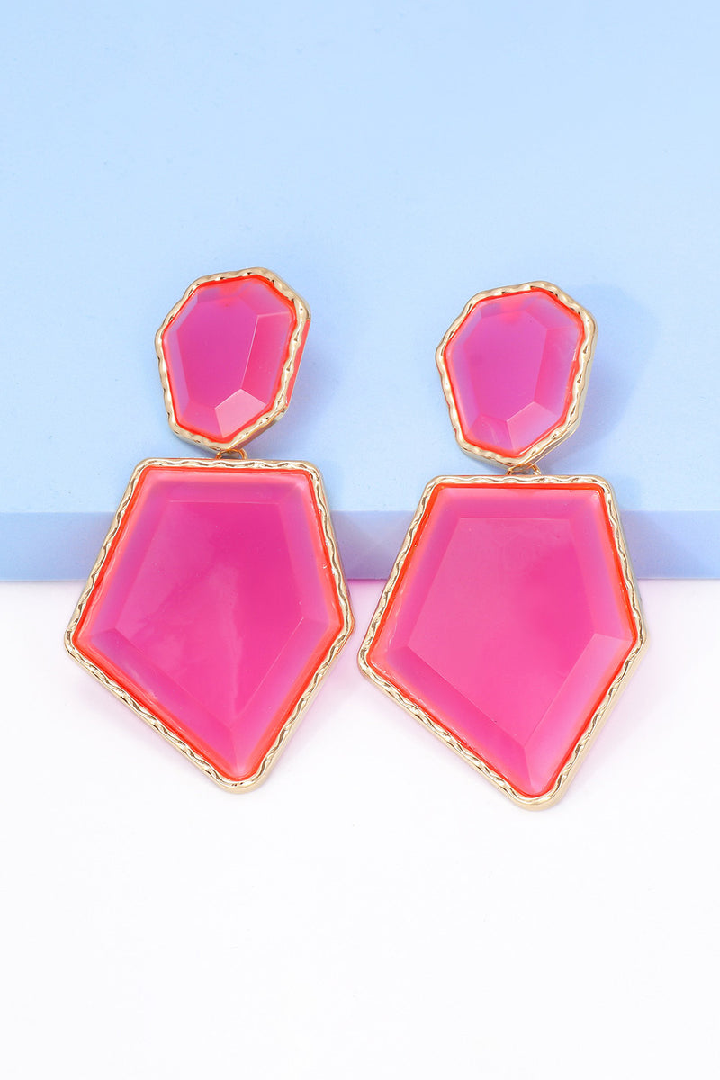 Luisa Geometrical Shape Zinc Alloy Frame Resin Dangle Earrings