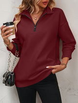 Octavia Zip-Up Dropped Shoulder Sweatshirt
