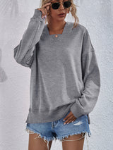 Viola Dropped Shoulder Slit Hoodie