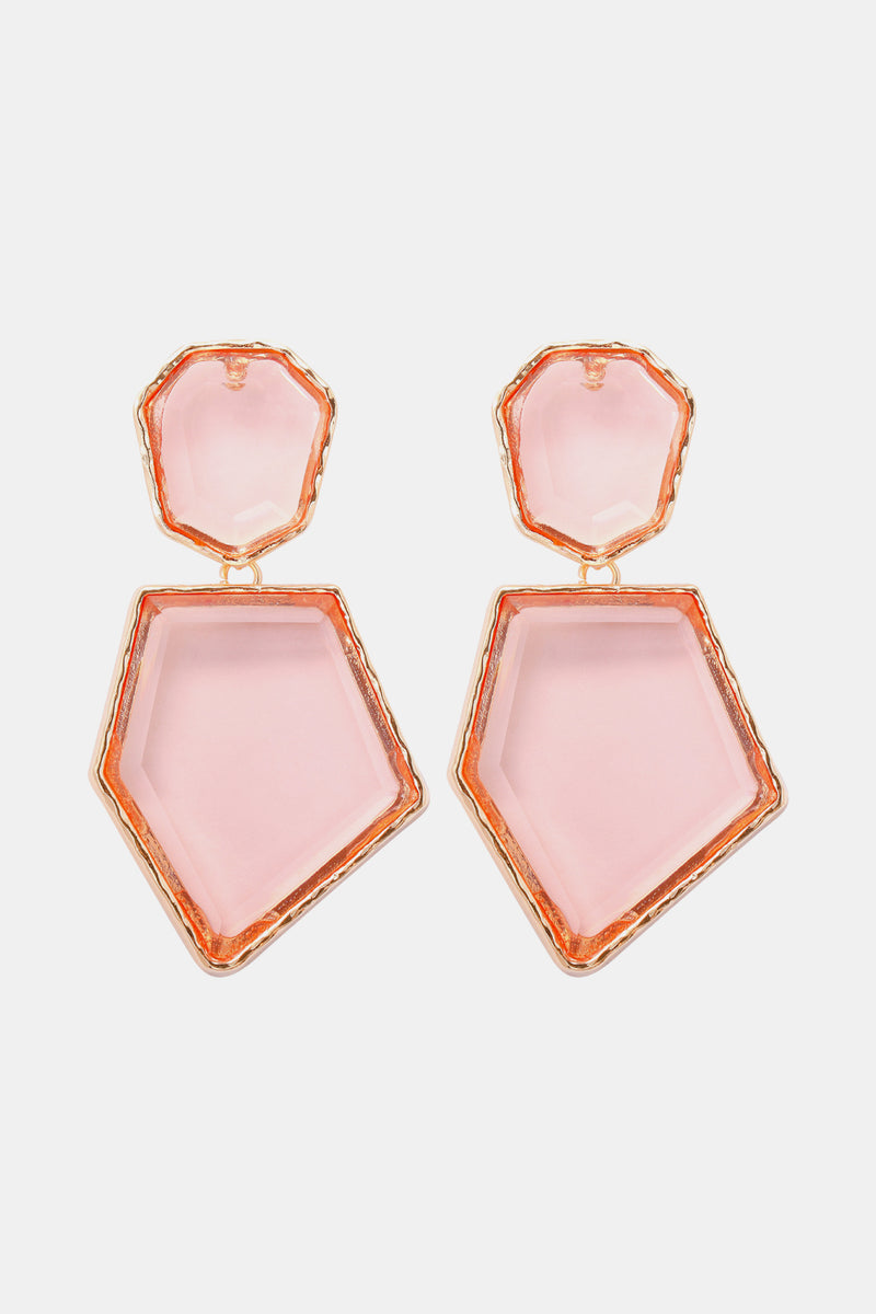 Luisa Geometrical Shape Zinc Alloy Frame Resin Dangle Earrings