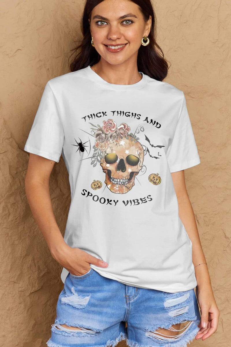 Adrianna Full Size THICK THIGHS AND SPOOKY VIBES Graphic Cotton T-Shirt