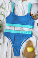 Leona Color Block Scoop Neck Bikini Set