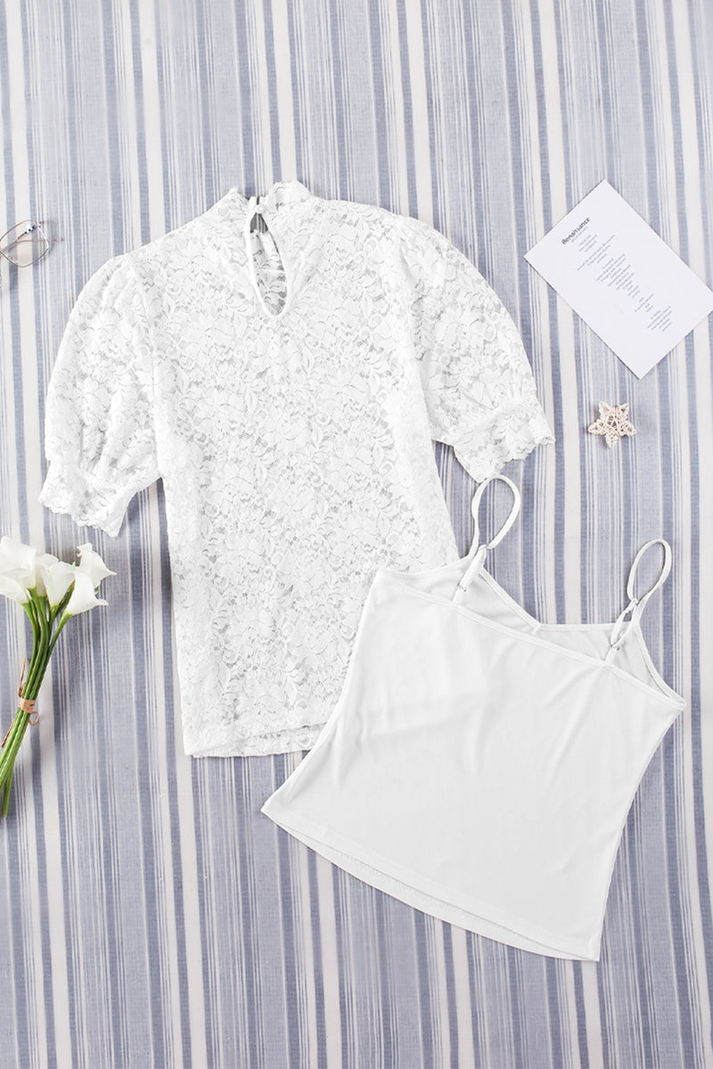 Bronwyn Scalloped Short Puff Sleeve Top