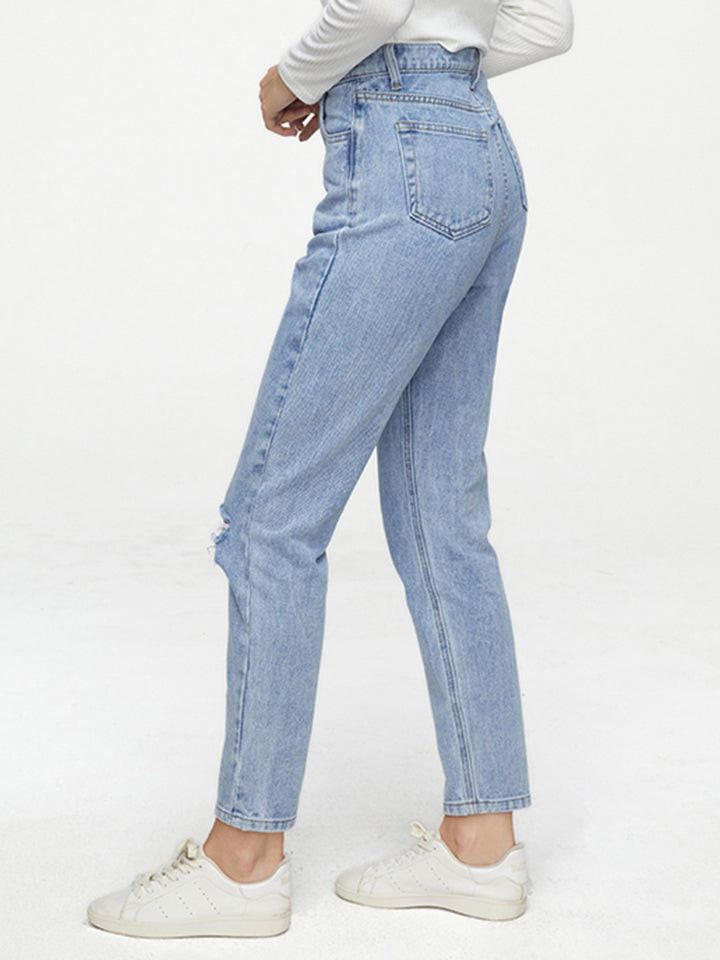 Chanel Buttoned Distressed Jeans