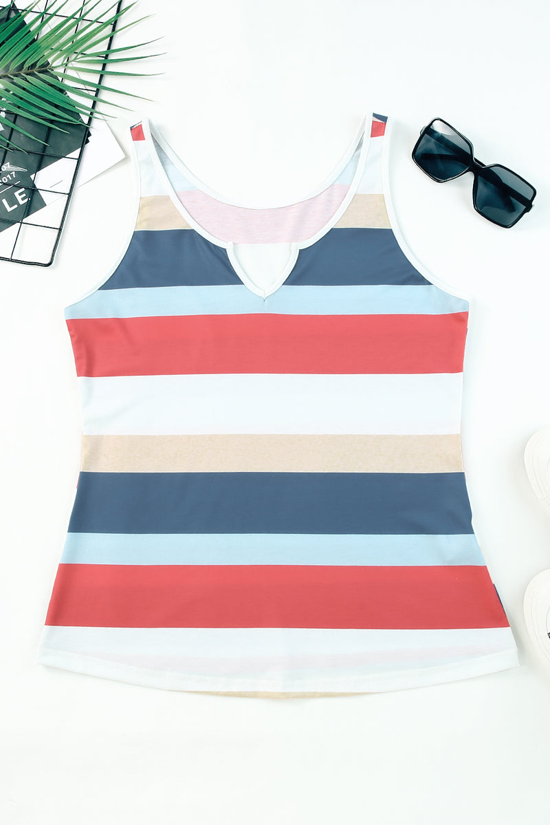 Zahra Striped Notched Neck Tank