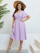 Thalia Plus Size Printed Smocked Waist Surplice Dress