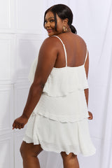 Harper Full Size Cascade Ruffle Style Cami Dress in Soft White
