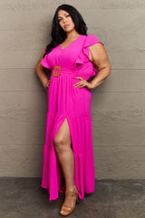 Amber Plus Size Tiered Side Slit Maxi Dress