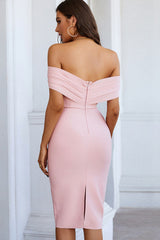 Stella Off-Shoulder Back Slit Bandage Dress