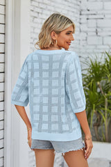 Joyce Ribbed Trim Round Neck Knit Top