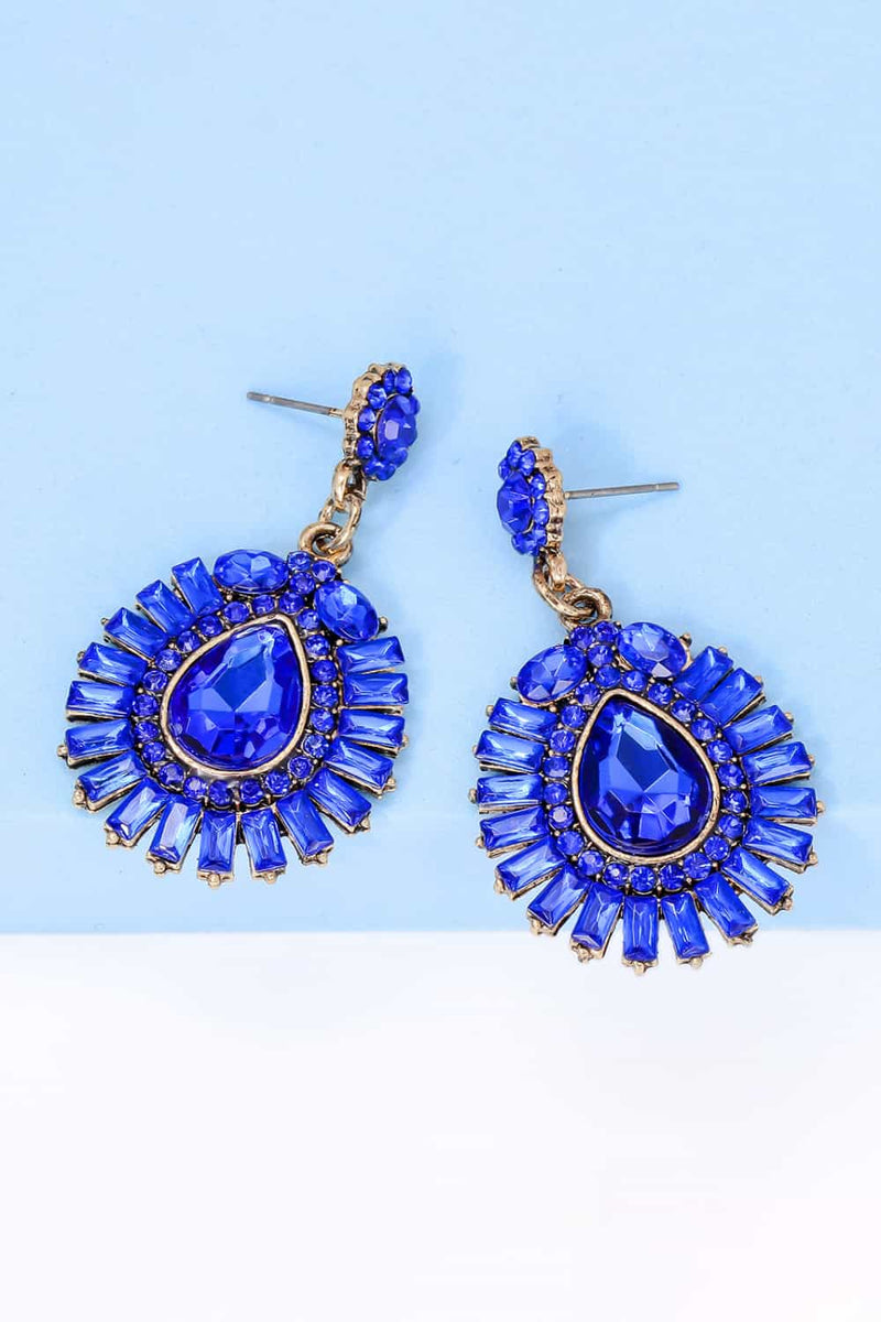 Blake Teardrop Shape Glass Stone Dangle Earrings