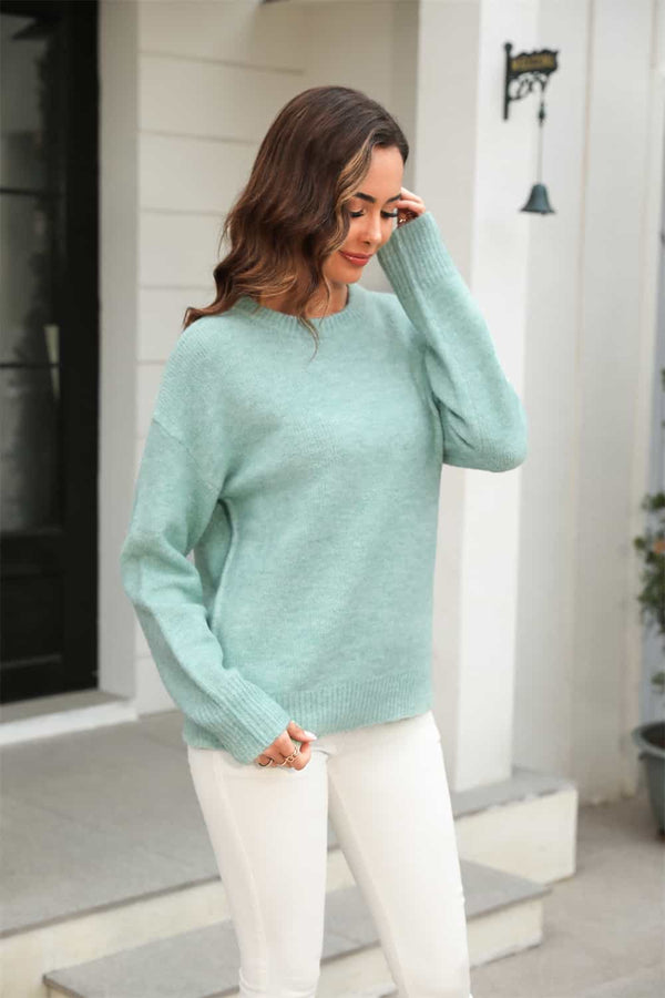Teresa Round Neck Ribbed Long Sleeve Sweater