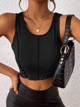 Alberta Exposed Seam Scoop Neck Cropped Tank