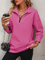 Octavia Zip-Up Dropped Shoulder Sweatshirt