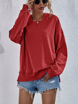Viola Dropped Shoulder Slit Hoodie