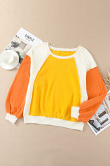 Yasmin Round Neck Dropped Shoulder Color Block Sweatshirt