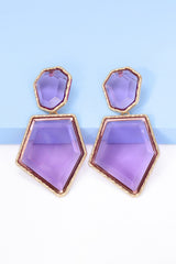 Luisa Geometrical Shape Zinc Alloy Frame Resin Dangle Earrings