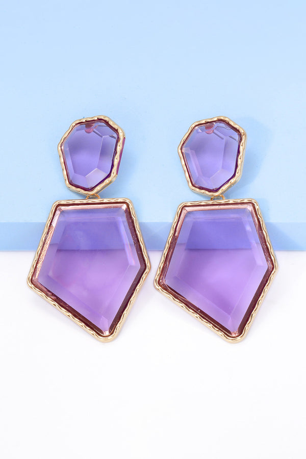 Luisa Geometrical Shape Zinc Alloy Frame Resin Dangle Earrings