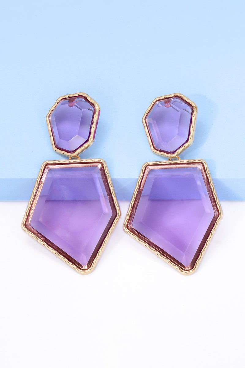 Luisa Geometrical Shape Zinc Alloy Frame Resin Dangle Earrings