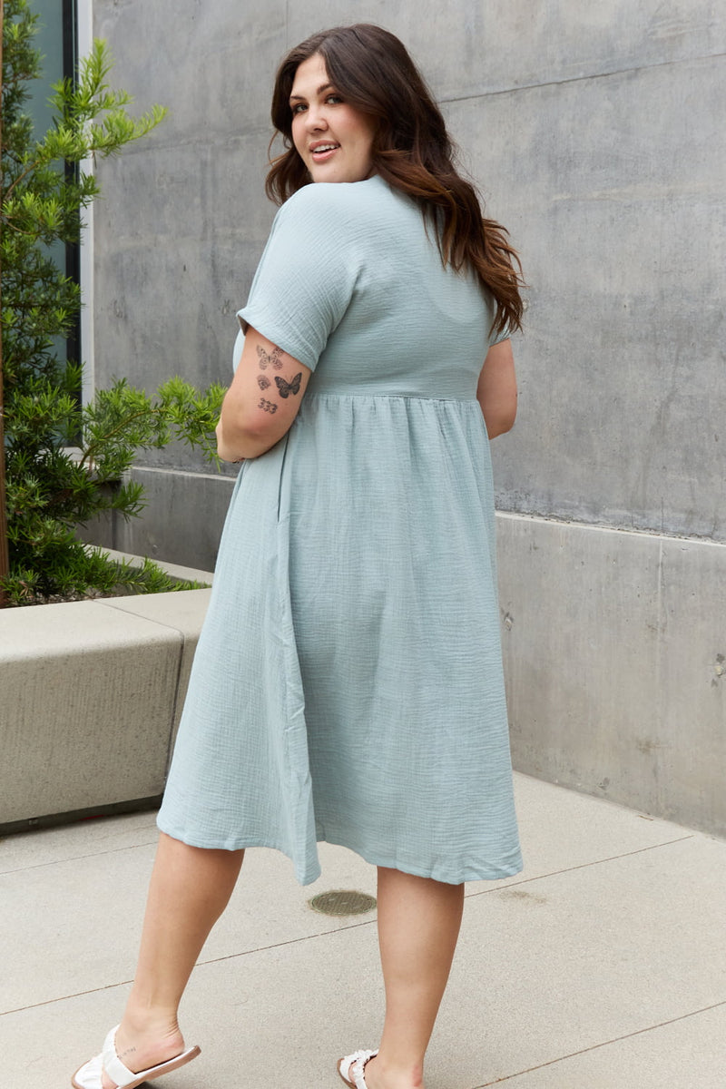 Keira Full Size Button Down Midi Dress