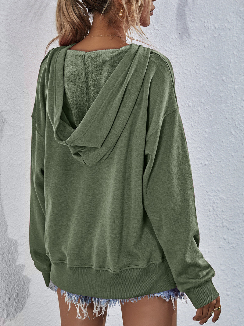Viola Dropped Shoulder Slit Hoodie