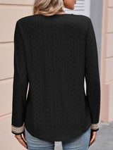 Shiloh V-Neck Eyelet Long Sleeve Top