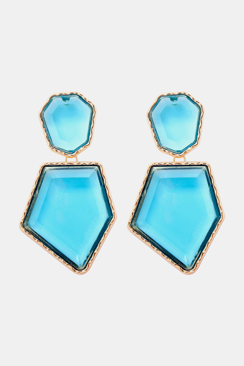 Luisa Geometrical Shape Zinc Alloy Frame Resin Dangle Earrings