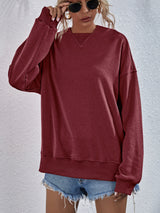 Viola Dropped Shoulder Slit Hoodie